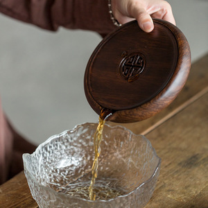 Chinese Style Purple Clay Teapot Holder Round Ebony Wood <b>Tea</b> <b>Tray</b> Heat Resistant For Kung Fu <b>Tea</b> - Product Image 4