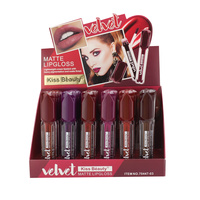 Gloss à lèvres mat velours Kiss Beauty 4ml, pigmenté, étiquette privée personnalisée, maquillage cosmétique pour les lèvres