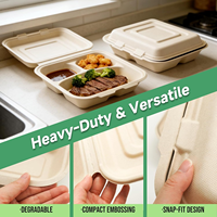 Bol en bagasse biodégradable thermoscellable et résistant à la chaleur pour boîte à lunch jetable en bagasse, assiettes jetables personnalisées