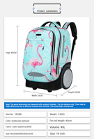 Sac à dos à roulettes en polyester grande capacité pour l'hiver, mignon, pour étudiants, idéal pour la rentrée scolaire, pour garçons et filles