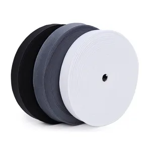 高品质编织提花钩针松紧带织带白色和黑色，用于3.5厘米4厘米4.5厘米5厘米现货