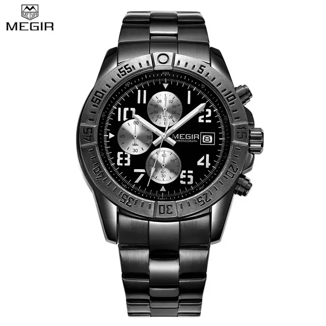 MEGIR 2030 Casual Chronograph Quartz Watch Luxury Steel Water Resistant Men Wrist Watches Clock