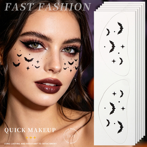 Tatouages temporaires de taches de rousseur chauve-souris noires pour Halloween, autocollants faciaux amovibles, imperméables et faciles à appliquer pour fêtes et jeux de rôle - Product Image 1