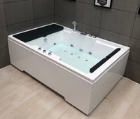 Baignoire de massage rectangulaire de luxe pour 2 personnes avec jets d'hydrothérapie, spa intelligent en acrylique pour projets hôteliers
