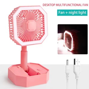 Ventilador Portátil com Luz Noturna, Recarregável via USB, Baixo Ruído, Ventilador de Mesa para Uso Pessoal, Ventilador Silencioso com 2 Velocidades - Product Image 2