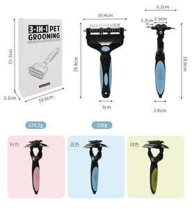 Kit Pencabut bulu anjing peliharaan 3 dalam 1, peralatan Pencabut bulu simpul terbuka 3 dalam 1 hijau kecil untuk anjing pendek & Panjang - Product Image 2