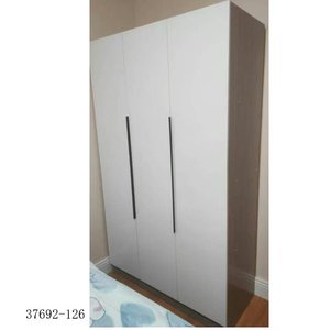 Modern Minimalist Wardrobe <b>Cabinet</b> with Drawers Flat Panel Hinged Doors MDF Material Freestanding <b>Bedroom</b> Furniture 37692-128 - Product Image 2