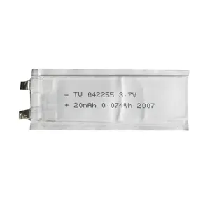 Ultra Thin Film Li-Polymer Rechargeable Battery 042255 3.7V 20mAh Single Cell Less than 1mm Thickness