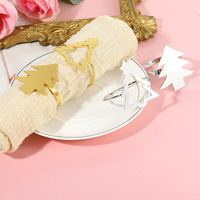 Porte-serviettes de Noël en or poli miroir de haute qualité, artisanat métallique durable pour une utilisation sur table formelle