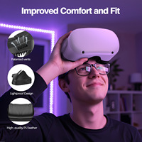 Accesorios para Juegos de Realidad Virtual para Oculus Quest 2, Cubierta Facial de Cuero PU que Bloquea la Luz, Previene el Sudor y es Transpirable
