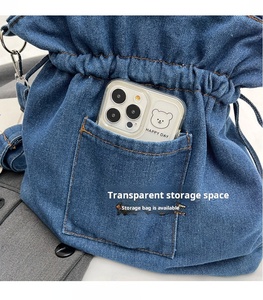 Sac en cuir de vachette de Style japonais avec logo personnalisé promotionnel pour femmes 2025 nouveau sac à cordon littéraire Simple polyvalent - Product Image 3
