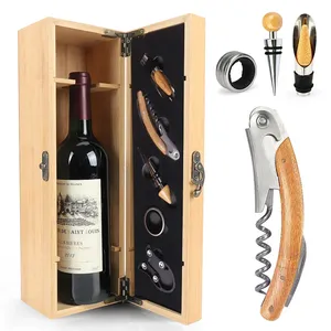 Amazon Hot sale bamboo wooden premium gift wine bottle packaging box single gift wine box for Wedding Christmas