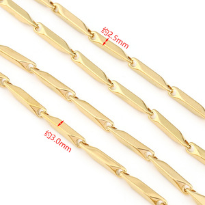 Collar unisex con cadena de barra en forma de diamante de acero inoxidable, 2,5mm, Color dorado, joyería de regalo H1637 - Product Image 5