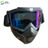 Masque Tactique de Protection Intégrale Réglable pour Paintball, Casque de Moto, Lunettes de Conduite avec Visière Amovible