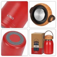 Bouteille d'eau isotherme en acier inoxydable à double paroi de 330 ml avec finition en bois écologique sans BPA, gobelet de camping