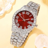 En Gros Montres Homme Luxe Hip Hop Bling Diamant Quartz avec Strass Iced Out, Coffret Cadeau Montre Quartz Collier Bracelet pour Homme