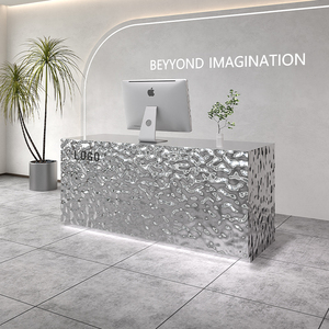 Modern Stainless Steel Reception <b>Desk</b> Simple Bar Counter for <b>Small</b> Clothing Store Cash Register Dance Room <b>Desk</b> Reception DeskMK - Product Image 3