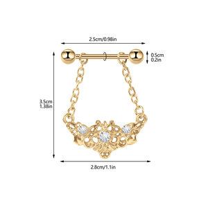 Zesen Fine <span class=keywords><strong>Piercing</strong></span> Jewelry Anillo de pezón de acero inoxidable con flor dorada Estilo punk <span class=keywords><strong>Pecho</strong></span> y <span class=keywords><strong>pecho</strong></span> <span class=keywords><strong>Piercing</strong></span> Accesorio - Product Image 6
