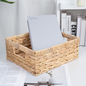 Panier de rangement tressé à la main rectangulaire pour jouets, organisateur de bureau et usage domestique, en jacinthe d'eau, fabriqué RD - Product Image 2