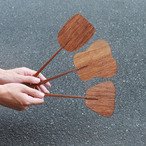 Bamboo Fireplace Fan Banana Shaped Triangular Oval Long Handle Wood Fire Basket Classic Style - Product Image 2