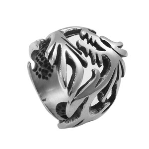 yunnique Men's Silver Dragon <b>Ring</b> <b>Titanium</b> Steel Hollow Animal Design Fashion Jewelry Gift - Product Image 4