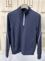 Survêtements pour hommes en coton 100% tricoté bleu marine avec logo personnalisé, ensemble 2 pièces, sweat-shirt à fermeture éclair, survêtement contrasté