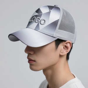 Custom Mesh Trucker Cap Geometric Pattern Embroidered Logo Adjustable Back Unisex Casual Sport Hat Four Seasons Wear - Product Image 3