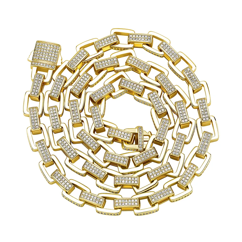 Hip Hop 8mm Brass CZ Women Fashion Gold Chain Necklace