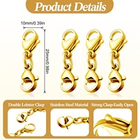 Connecteur d'extension double griffe en acier inoxydable pour collier et bracelet, fermoir double griffe pour superposition, apprêts de bijoux