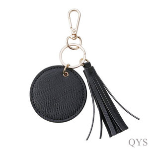 QYS Personalized Logo Round <b>Leather</b> Keychain with Tassel Custom <b>Key</b> Ring Promotional Gift - Product Image 6