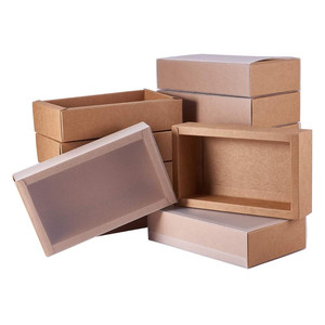 كبير مستطيل براون كرافت صناديق الثقيلة ورقة هدية مربع مع واضحة نوافذ بلاستيكية - Product Image 1