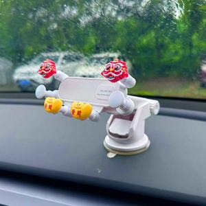 Supporto Flessibile per Telefono Auto a Forma <span class=keywords><strong>di</strong></span> Leone Cinese con Lingotto d'Oro, Montaggio a Ventosa per Cruscotto, Universale, per Navigazione, Scrivania, <span class=keywords><strong>Letto</strong></span>, Impermeabile, in ABS - Product Image 2