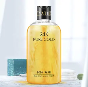 Private Label 24k Gold Body Wash Moisturizing Perfume Body Wash OEM ODM Glitter Shower Gel Bath Gel