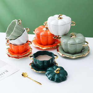 Tigela De Cerâmica Com Tampa Estofado Louça De Abóbora Cozinha Doméstica Tigela De Sopa Infantil Salada Louça - Product Image 3