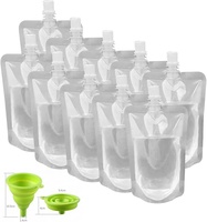 Pochettes pratiques réutilisables pour l'eau potable, Kit de flacons, sacs de stockage de jus de liqueur, pochette de bec de 30ml pour les voyages en plein air et le Camping