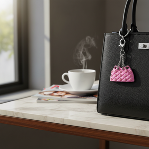 Ciondolo per Borsa Trapuntato Rosa con Strass e Chiusura Argento, Charm Moda - Product Image 3