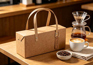 Eco-Friendly High-End Natural Kraft Paper Square Box with Woven Handles Fixed by Metal Rivets Sturdy Load Bearing - Product Image 4