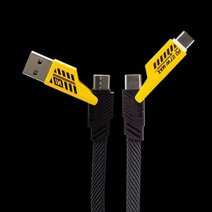 Cable de Carga Rápida 4 en 1 de 65W PD, Cable de Carga Múltiple Plano USB 2.0 con Blindaje Trenzado para Teléfonos, Tabletas, Laptops y Cámaras - Product Image 1