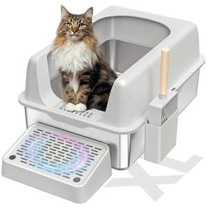 Bac à litière pour chat en acier inoxydable à haute hauteur et large <span class=keywords><strong>de</strong></span> conception populaire Bac à excréments pour chat facile à nettoyer sans accumulation <span class=keywords><strong>de</strong></span> résidus - Product Image 4