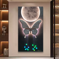 Peinture murale 3D en grès effet papillon et étoile, vente directe usine, décoration artistique pour la maison