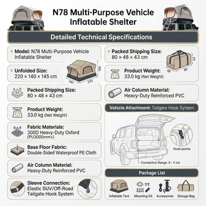 Tente gonflable multi-usage pour véhicule, installation instantanée en un clic, intégration universelle pour hayon de SUV, polyvalence autonome, résistance aux intempéries - Product Image 2