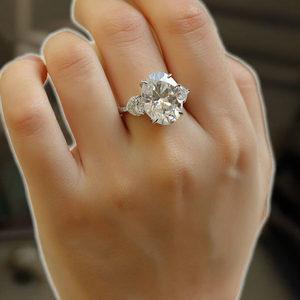 Anillo de Oro Amarillo con Diamante Cultivado en Laboratorio, Certificado IGI, Corte Ovalado VVS, Chapado en Rodio de 18K, para Hombre, Estilo Hip Hop - Product Image 3