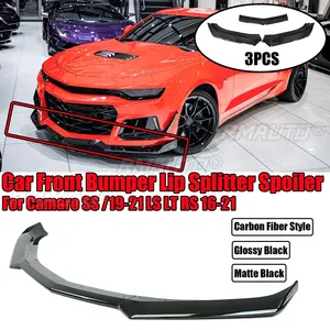 3 pièces pour Camaro SS 16-21 / LS LT RS 19-21, kit carrosserie de spoiler de pare-chocs avant, accessoires style fibre de carbone - Product Image 1