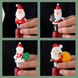 Pvc Cartoon Christmas <b>Wine</b> Stopper Food Grade Alloy Sealing Bottle Plug Gift - Product Image 2