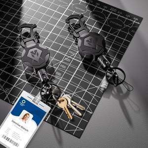 Portachiavi retrattile con cordino, porta badge resistente, avvolgitore per badge durevole, porta chiavi con cavo in acciaio da 32 pollici - Product Image 3