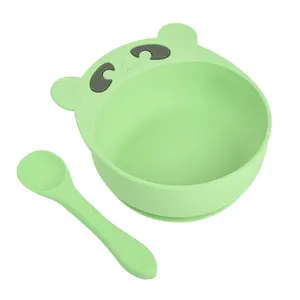 Wholesale New Arrived Silicone Soft Suction Travel Food Grade Baby Bowl and Spoon for Kids