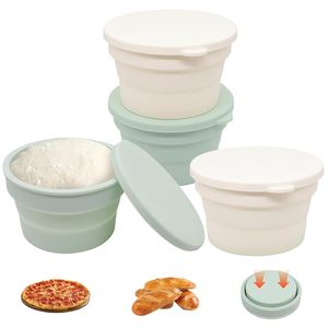Ensemble de 4 paniers à pain en silicone, boîte à pâte à pizza empilable avec couvercle, contenants de rangement, accessoires de pâtisserie pour la cuisine - Product Image 3
