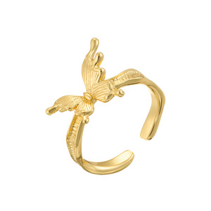 Gold Butterfly Open Ring Adjustable Index Finger Niche Design Insect Jewelry Gift - Product Image 5