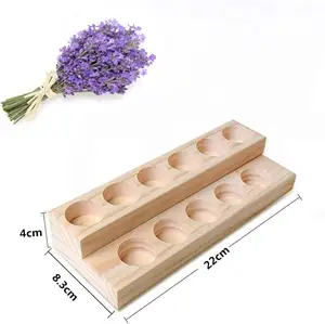 2 Piece Wooden Essential Oil Stand Display - 2 Tiers 11 Slots For 15ml Bottles