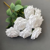 Flores Artificiales de Rosa Diamante, Ramo de Seda de 9 Cabezas, Decoración para Bodas y Hogar